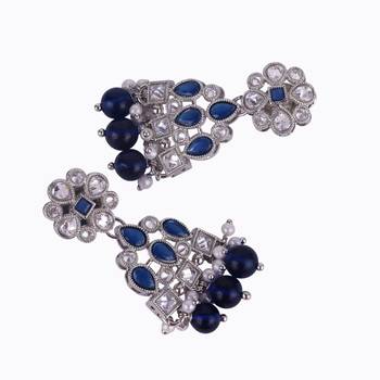 graceful round and leaf shape silver plated dangle earring for women and girls 4