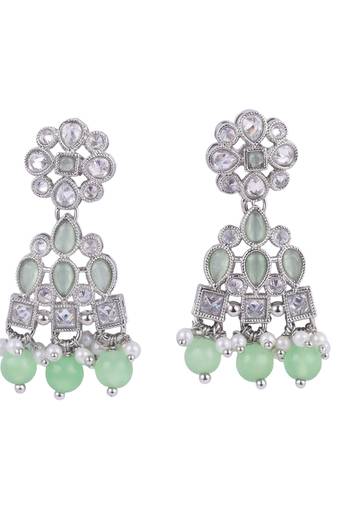 lovely round and leaf shape silver plated dangle earring for women and girls