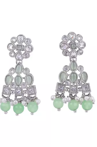lovely round and leaf shape silver plated dangle earring for women and girls