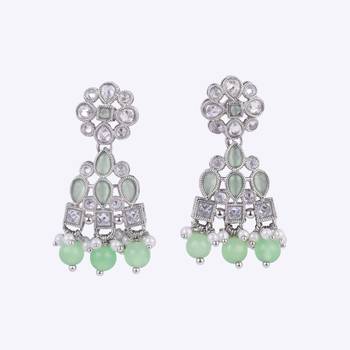 lovely round and leaf shape silver plated dangle earring for women and girls 2