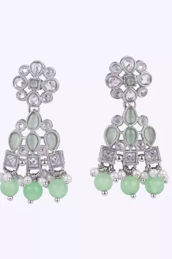 lovely round and leaf shape silver plated dangle earring for women and girls