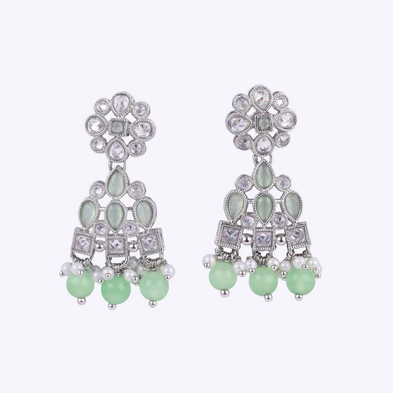 lovely round and leaf shape silver plated dangle earring for women and girls