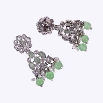 lovely round and leaf shape silver plated dangle earring for women and girls 3