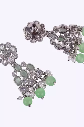 lovely round and leaf shape silver plated dangle earring for women and girls