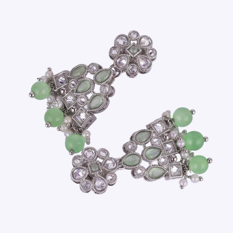 lovely round and leaf shape silver plated dangle earring for women and girls
