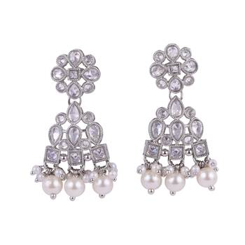 pretty round and leaf shape silver plated dangle earring for women and girls 1