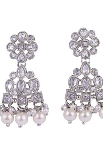 pretty round and leaf shape silver plated dangle earring for women and girls