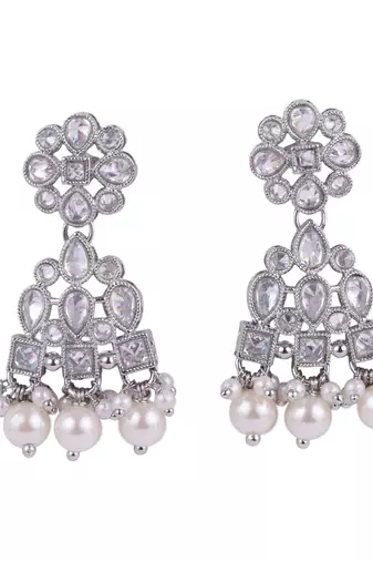 pretty round and leaf shape silver plated dangle earring for women and girls