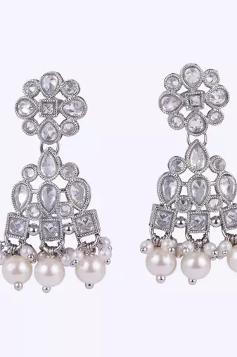 pretty round and leaf shape silver plated dangle earring for women and girls