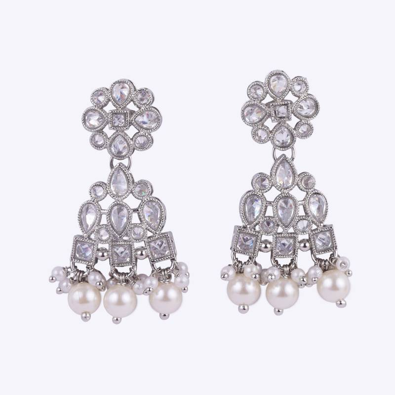 pretty round and leaf shape silver plated dangle earring for women and girls