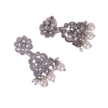 pretty round and leaf shape silver plated dangle earring for women and girls 3