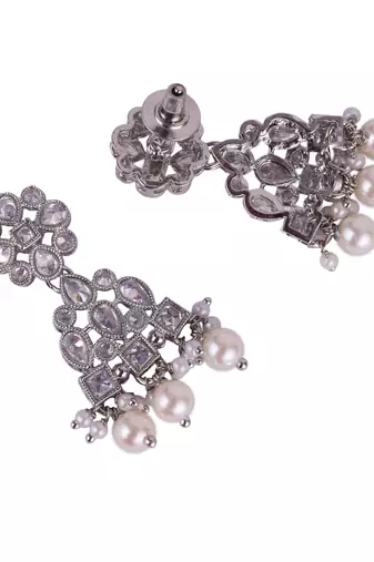 pretty round and leaf shape silver plated dangle earring for women and girls