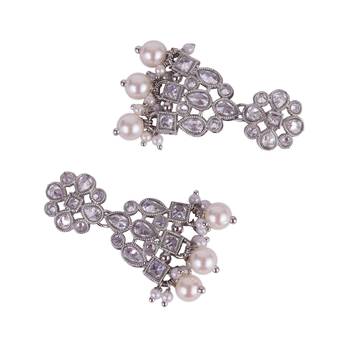 pretty round and leaf shape silver plated dangle earring for women and girls 4