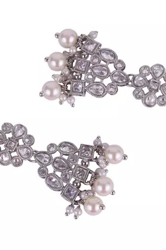 pretty round and leaf shape silver plated dangle earring for women and girls