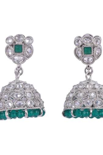stylish round shape silver plated jhumki earring for women and girls