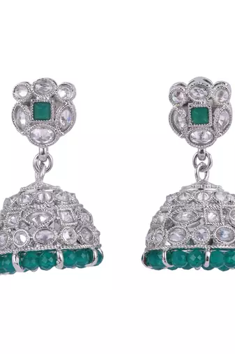 stylish round shape silver plated jhumki earring for women and girls