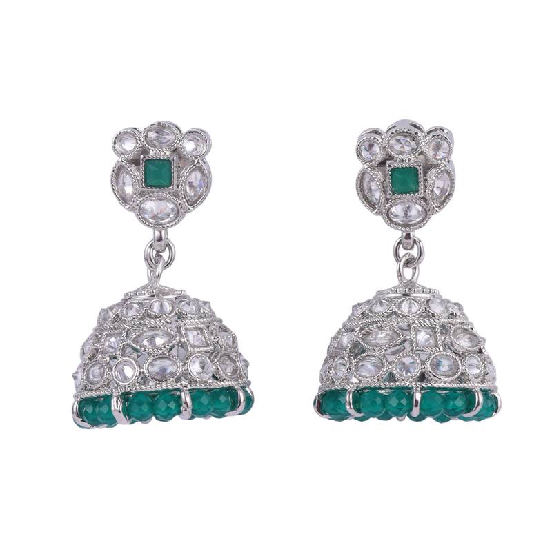 stylish round shape silver plated jhumki earring for women and girls