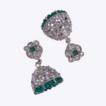 stylish round shape silver plated jhumki earring for women and girls 3
