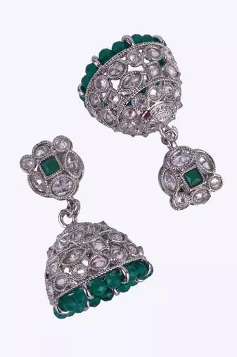 stylish round shape silver plated jhumki earring for women and girls