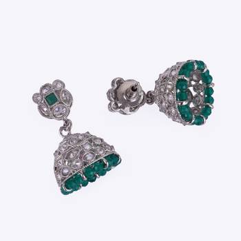 stylish round shape silver plated jhumki earring for women and girls 4