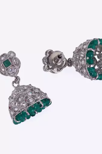 stylish round shape silver plated jhumki earring for women and girls