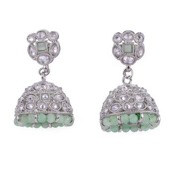 attractive round shape silver plated jhumki earring for women and girls 1