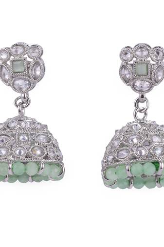 attractive round shape silver plated jhumki earring for women and girls