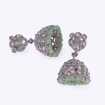 attractive round shape silver plated jhumki earring for women and girls 2