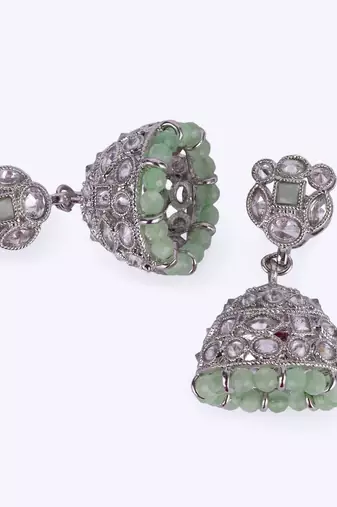 attractive round shape silver plated jhumki earring for women and girls