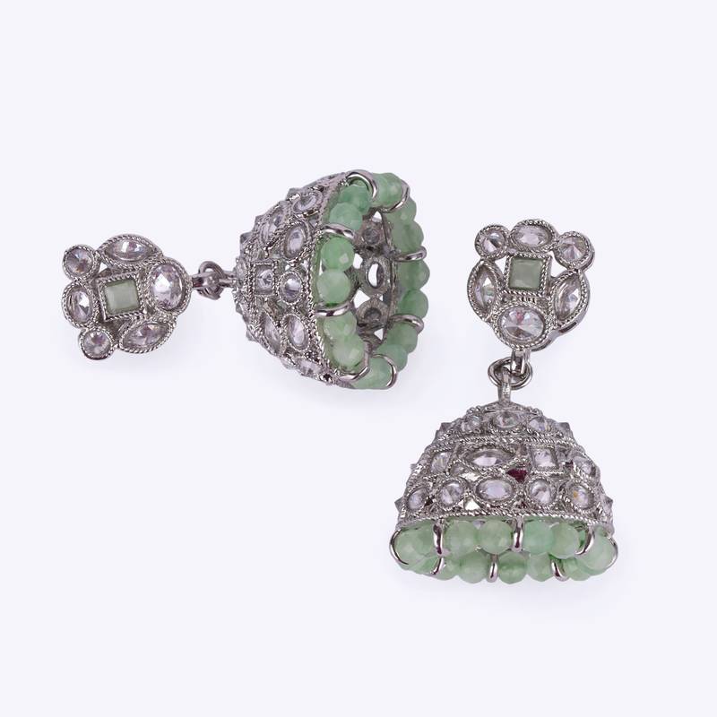 attractive round shape silver plated jhumki earring for women and girls