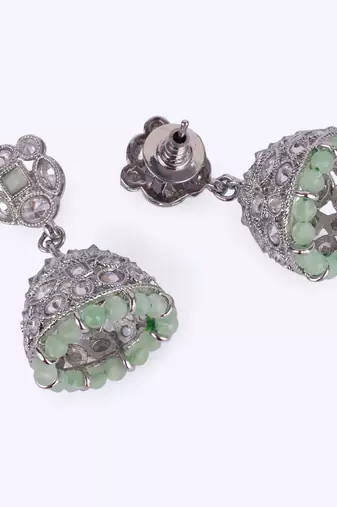 attractive round shape silver plated jhumki earring for women and girls