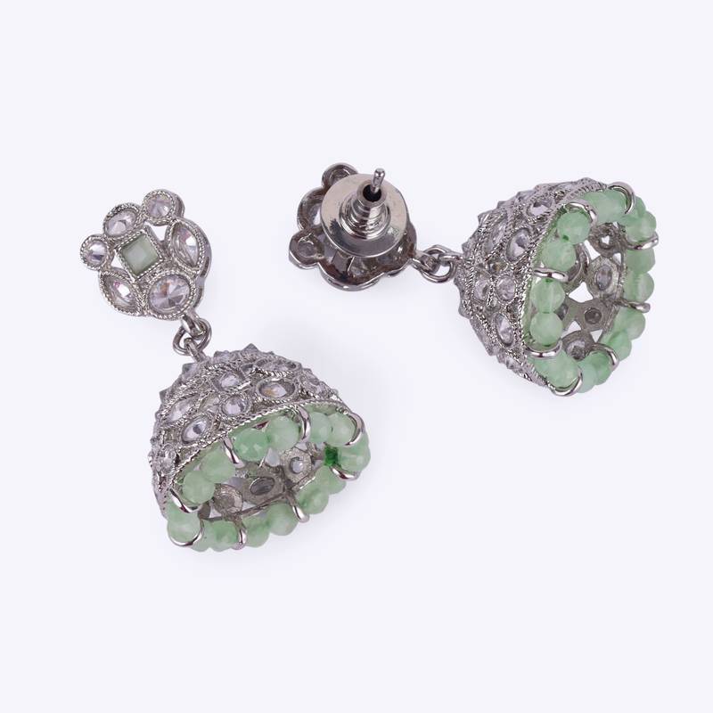 attractive round shape silver plated jhumki earring for women and girls