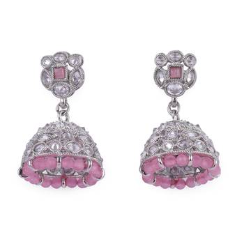 beautiful round shape silver plated jhumki earring for women and girls 1