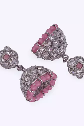 beautiful round shape silver plated jhumki earring for women and girls