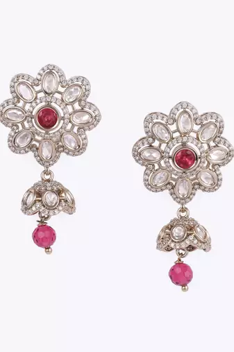classy flower design gold plated dangle earring for women and girls