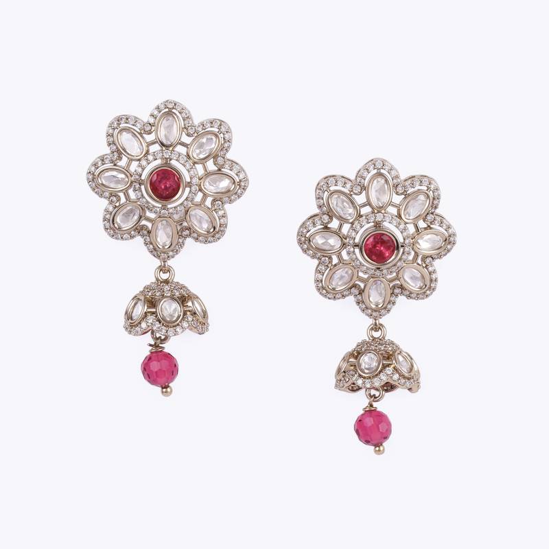 classy flower design gold plated dangle earring for women and girls