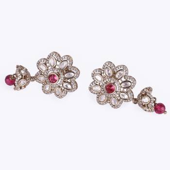 classy flower design gold plated dangle earring for women and girls 3