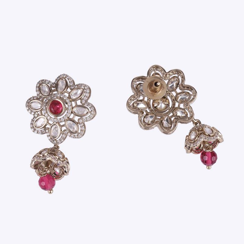 classy flower design gold plated dangle earring for women and girls