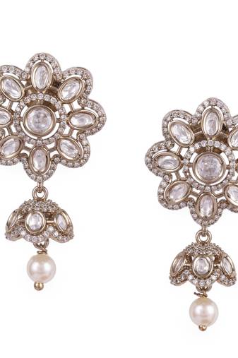 pretty flower design gold plated dangle earring for women and girls