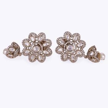 pretty flower design gold plated dangle earring for women and girls 3