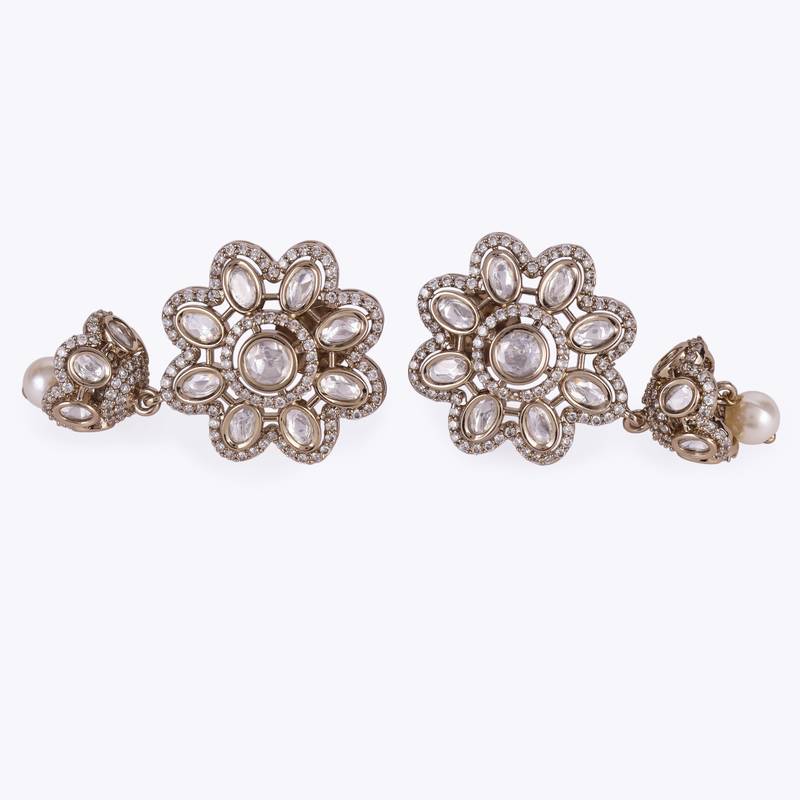 pretty flower design gold plated dangle earring for women and girls