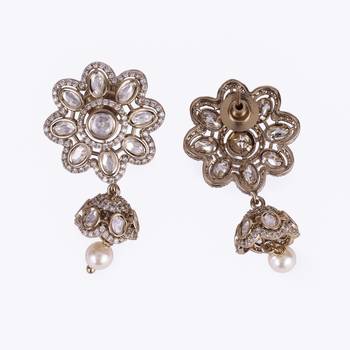 pretty flower design gold plated dangle earring for women and girls 4