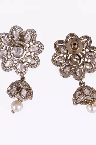 pretty flower design gold plated dangle earring for women and girls