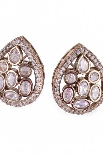 youthful oval shape gold plated drop earring for women and girls