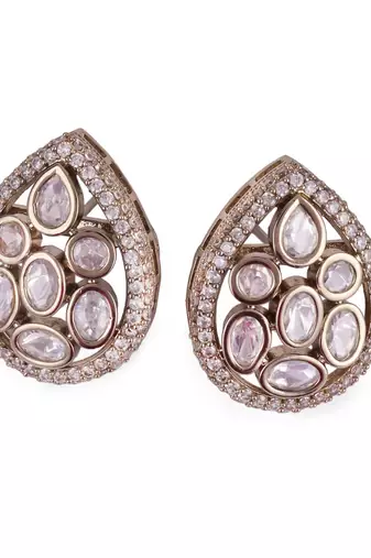 youthful oval shape gold plated drop earring for women and girls