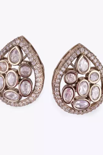 youthful oval shape gold plated drop earring for women and girls