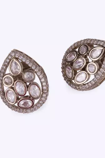 youthful oval shape gold plated drop earring for women and girls