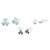lovely heart and flower design combo of 3 silver plated stud earring for women and girls