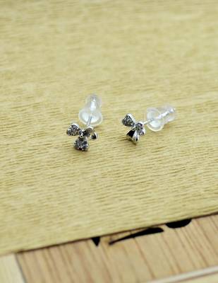 lovely heart and flower design combo of 3 silver plated stud earring for women and girls 5