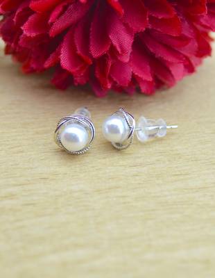 pretty round shape mother of pearl combo of 3 silver plated stud earring for women and girls 4